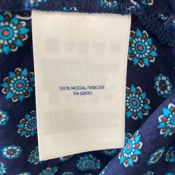 Lands End Long Sleeve Button-Up Tunic Shirt Dress L-XL Blue Floral Print Boxy La - Picture 3 of 15